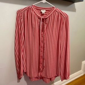 J.Crew Red & White Striped Blouse, L